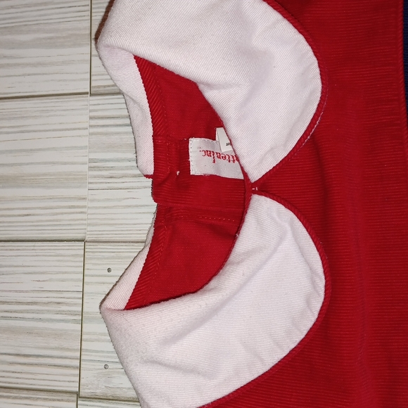 Vintage House of Hatten Inc./Red corduroy Christmas dress/Santa,Sleigh, and deer - Picture 4 of 6
